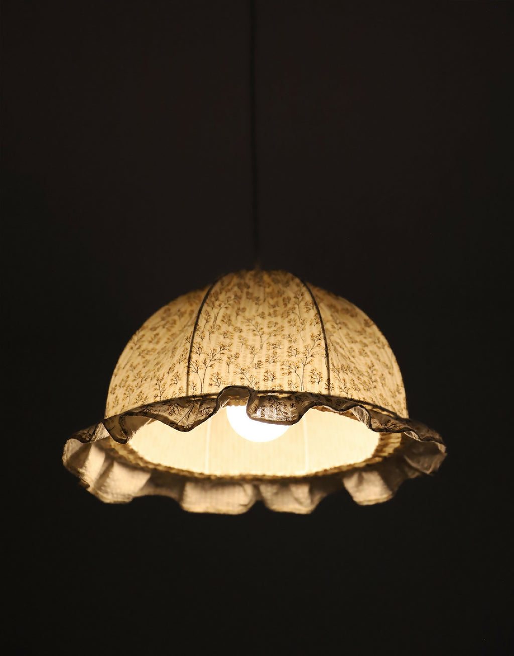 Margaret "twigs" print rounded dome pendant light with ruffles