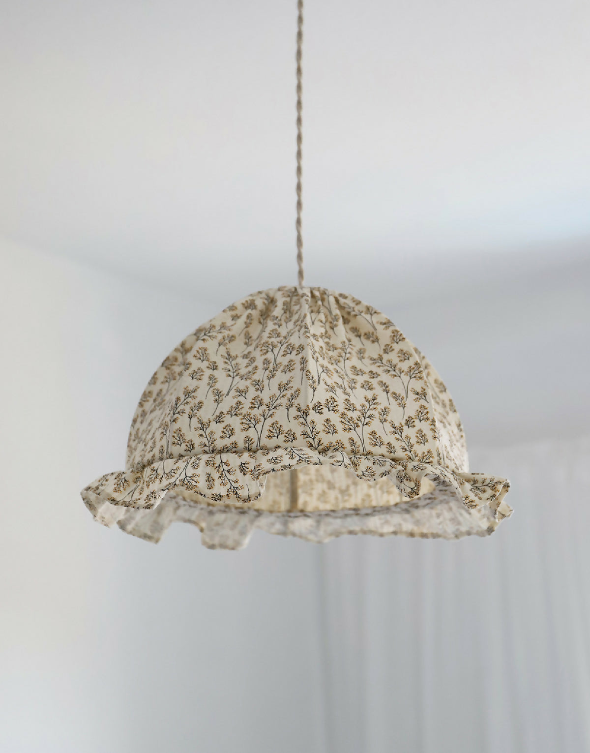 Margaret "twigs" print rounded dome pendant light with ruffles