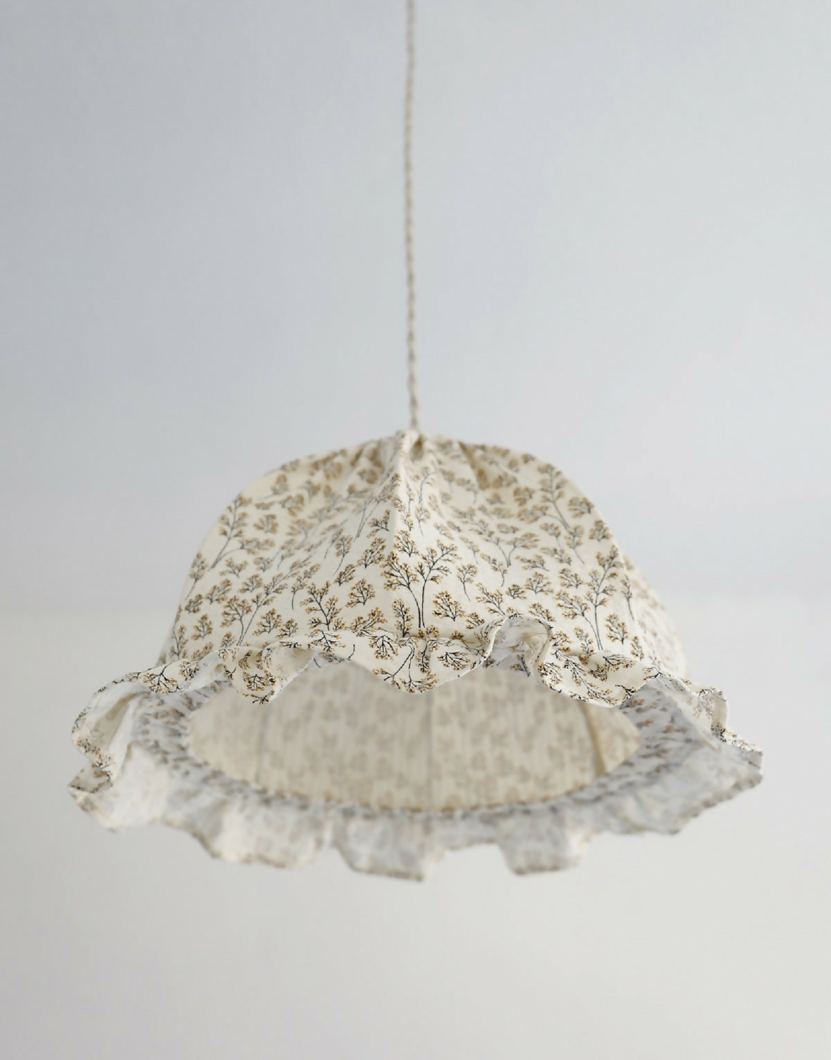 Margaret "twigs" print rounded dome pendant light with ruffles