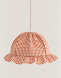 Margaret round dome pendant light with gingham ruffle