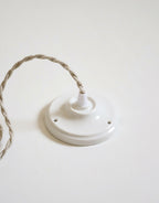Douille blanche de suspension avec cordon torsadé gris