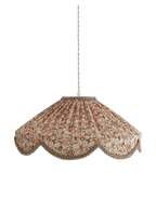 Suspension abat-jour floral provençal, forme cloche, liseré torsadé