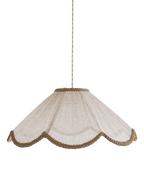 Suspension forme florale beige avec bord ondulé et finition tressée
