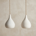 Suspension goutte en abat-jour blanc, forme poire, cordons en corde, 2 pièces