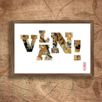 Tableau A4 cadre bois avec lettres en collage de plantes séchées