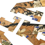 Tableau A4 lettres en collage de plantes séchées, zoom sur feuillages et fleurs