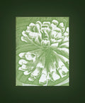Torchon imprimé en coton vert et blanc, motif floral large