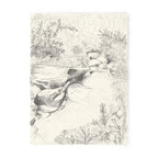Tirage d’art numéroté et signé, gravure monochrome de végétation et plan d’eau
